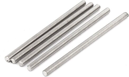 Uxcell M4 x 150mm 304 الفولاذ المقاوم للصدأ قضيب ملولب بالكامل ترصيع فضي اللون 5 قطع in Kuwait