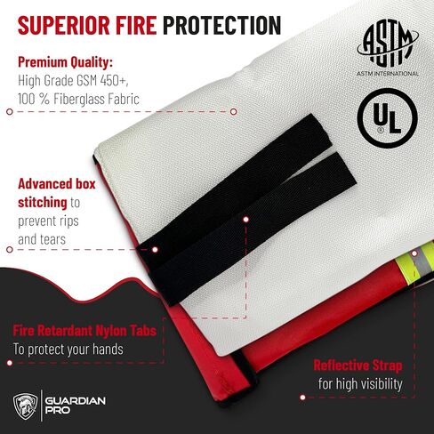بطانية طوارئ حريق للمنزل والمطبخ - 47 "x47" - يجب أن يكون لها حماية من الحرائق - قمع النار من الألياف الزجاجية النار لمكتب التخييم في المنزل سلامة البقاء على قيد الحياة (2 عبوة) in Kuwait