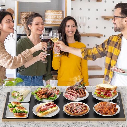 درج الاحترار الكهربائي للبوفيه ، درجات الحرارة إلى 100 درجة مئوية في 8s ، 11 إعدادات مؤقتة 40-140 درجة مئوية ، التحكم في اللمس ، مؤقت 24 ساعة ، ترموستات وتدفئة السطح الكاملة ، أكثر دفئًا للأحزاب والمنزل (طويل 40 "× 12") in Kuwait