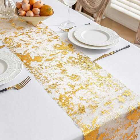 9ft Golit Golit Table Runner 11 بوصة واسعة رقيقة معدنية شبكية تألق لفة رول ديكور لدش الزفاف دش الزفاف ، ديكور حفلة استحمام الطفل (الذهب ، 9 أقدام) in Saudi Arabia