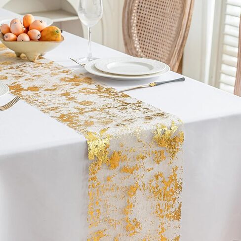 9ft Golit Golit Table Runner 11 بوصة واسعة رقيقة معدنية شبكية تألق لفة رول ديكور لدش الزفاف دش الزفاف ، ديكور حفلة استحمام الطفل (الذهب ، 9 أقدام) in Kuwait