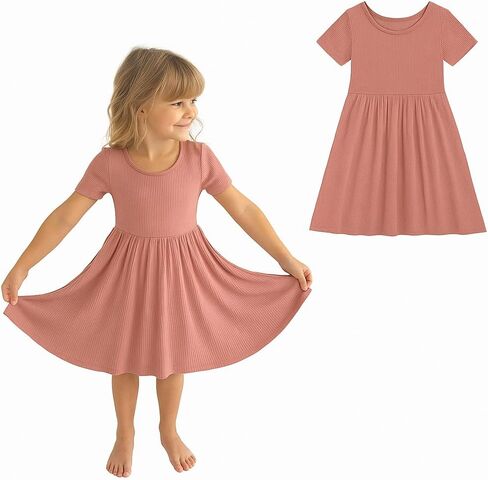 Posh Peanut Little Girls Dresses - Baby Clothes from Soft Viscose from Bamboo - Perfect Kids Summer Dress (Emmilene, 5T-6T) in Kuwait