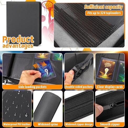 ZAIONE Toploader Binder for Trading Cards: 9 Pockets Top Loader Binder Holds 324 Toploaders - Waterproof PU Leather Ringless Double-Sided Pocket Album for 2025 Sport Cards Display Storage（Pink Smooth） in Kuwait