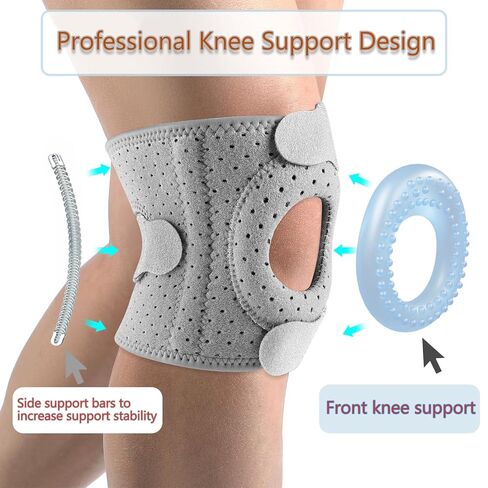 2Pcs Wellknee Knee Brace, Knee Brace for Women Men Adjustable Knees Support, Patellar Pad Realign Knee Joint, Adjustable Tendon Support Sleeve Brace, Knee Support for Running Hiking and Sports (Large, Grey) in Saudi Arabia