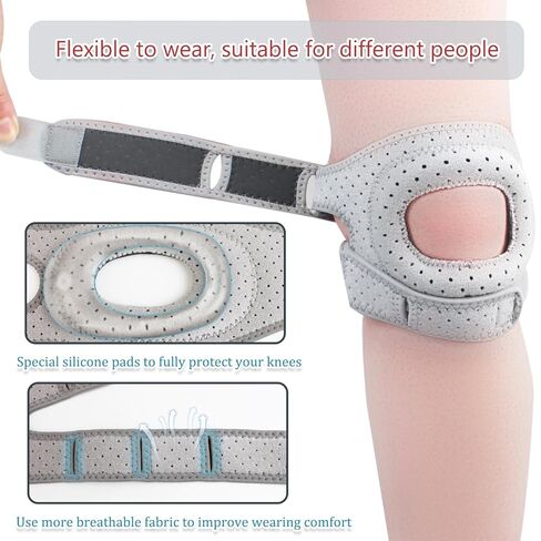2Pcs Wellknee Knee Brace, Knee Brace for Women Men Adjustable Knees Support, Patellar Pad Realign Knee Joint, Adjustable Tendon Support Sleeve Brace, Knee Support for Running Hiking and Sports (Large, Grey) in Saudi Arabia