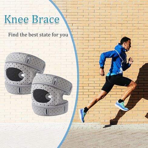 2Pcs Wellknee Knee Brace, Knee Brace for Women Men Adjustable Knees Support, Patellar Pad Realign Knee Joint, Adjustable Tendon Support Sleeve Brace, Knee Support for Running Hiking and Sports (Large, Grey) in Saudi Arabia