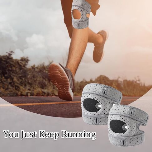 2Pcs Wellknee Knee Brace, Knee Brace for Women Men Adjustable Knees Support, Patellar Pad Realign Knee Joint, Adjustable Tendon Support Sleeve Brace, Knee Support for Running Hiking and Sports (Large, Grey) in Saudi Arabia