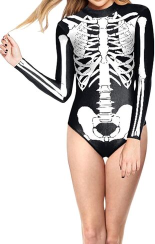 Womens Halloween 3D Skeleton Costume Cosplay Complay Prints in Saudi Arabia