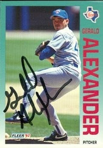 مستودع توقيعه 48601 جيرالد ألكساندر توقيع بطاقة البيسبول Texas Rangers 1992 Fleer No .297 in Saudi Arabia