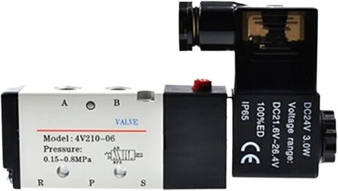 Solenoid Valve 4V200 Series (5/2,5/3 way) 4V210 4V220 4V230 220V 110V 24V 12V Terminal/Grommet type Single/Double solenoid(4V210-06(grommet),DC 12V) in Saudi Arabia