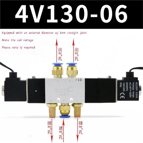 Pneumatic Solenoid Electric Valve 4v110-06 Cylinder Electronic Valve 220V Air Valve Switch Coil 24V(4V130-06-uncoil) in Saudi Arabia