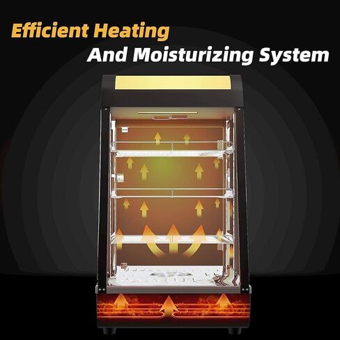 3-Tier Food Warmer Countertop Pizza Warmers, 35-inch Display Commercial Pastry Patty Warmer w/ 3D Heating with LED Lighting Case for Buffet Restaurant Heater Food Service, L35 x W19 x H25 in Saudi Arabia