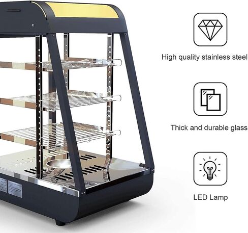 3-Tier Food Warmer Countertop Pizza Warmers, 35-inch Display Commercial Pastry Patty Warmer w/ 3D Heating with LED Lighting Case for Buffet Restaurant Heater Food Service, L35 x W19 x H25 in Saudi Arabia