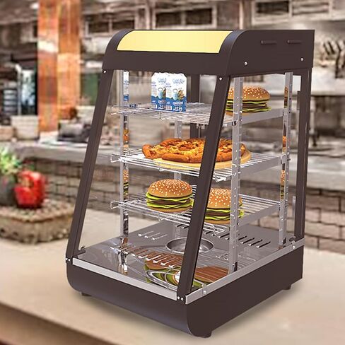 3-Tier Food Warmer Countertop Pizza Warmers, 35-inch Display Commercial Pastry Patty Warmer w/ 3D Heating with LED Lighting Case for Buffet Restaurant Heater Food Service, L35 x W19 x H25 in Saudi Arabia