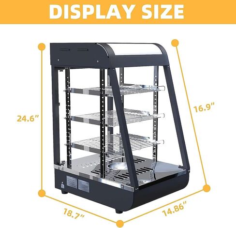 3-Tier Food Warmer Countertop Pizza Warmers, 35-inch Display Commercial Pastry Patty Warmer w/ 3D Heating with LED Lighting Case for Buffet Restaurant Heater Food Service, L35 x W19 x H25 in Saudi Arabia