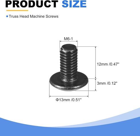 UXCELL M6-1 × 12 مم من مسامير آلة فيليبس رأس الجمالون ، الخيط الكامل ، محرك فيليبس ، 304 الفولاذ المقاوم للصدأ 18-8 ، الانتهاء من أكسيد الأسود ، الكمية 15 in Kuwait