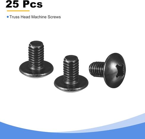 uxcell M6-1 x 12mm Truss Head Phillips Machine Screws, Full Thread, Phillips Drive, 304 Stainless Steel 18-8, Black Oxide Finish, Quantity 15 in Saudi Arabia