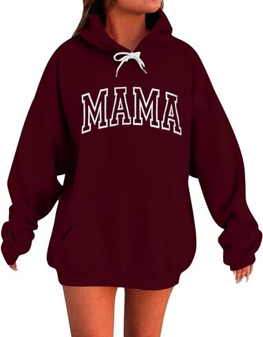 Mama Sweatshirts for Women Embroidered Long Sleeve Hoodies with Pockets Soft Comfy Lounge Fall Winter Fashion Outfits in Kuwait