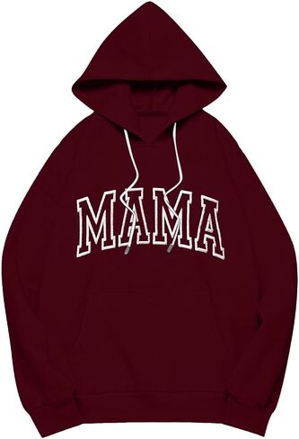 Mama Sweatshirts for Women Embroidered Long Sleeve Hoodies with Pockets Soft Comfy Lounge Fall Winter Fashion Outfits in Kuwait
