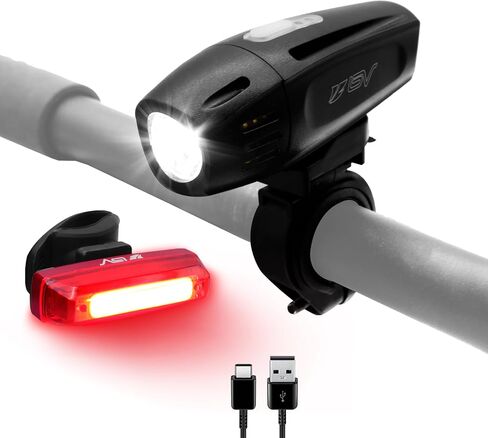 BV مجموعة مصابيح دراجة فائقة السطوع مكونة من 5 مصابيح LED امامية و3 مصابيح خلفية LED سريعة الفك in Kuwait