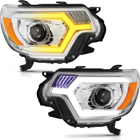 500 ٪ أكثر إشراقًا لمجموعة المصابيح الأمامية LED متوافقة مع 12-15 TACOMA مع إشارة الدوران المتسلسل 2012-2015 Tacoma Black Housing Amber Relfector in Kuwait
