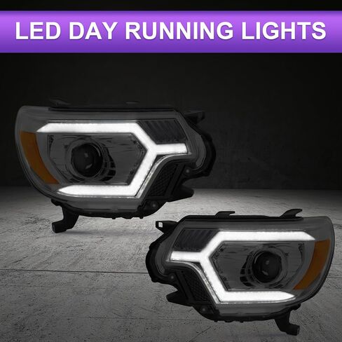 500 ٪ أكثر إشراقًا لمجموعة المصابيح الأمامية LED متوافقة مع 12-15 TACOMA مع إشارة الدوران المتسلسل 2012-2015 Tacoma Black Housing Amber Relfector in Kuwait
