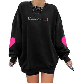 Breast Cancer Shirts for Women Breast Cancer Survivor Sweatshirt Warrior Pink Ribbon Oversized Crewneck Pullover Tops in Saudi Arabia