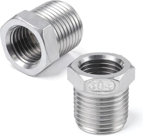 2 Pack 3/8 "npt male to 1/4" npt edual adapter ، محولات غسالة الضغط ، 304 محولات مخفض الخيط من الفولاذ المقاوم للصدأ ، محول أنابيب مياه جلبة سداسية لأنابيب المخفض in Saudi Arabia