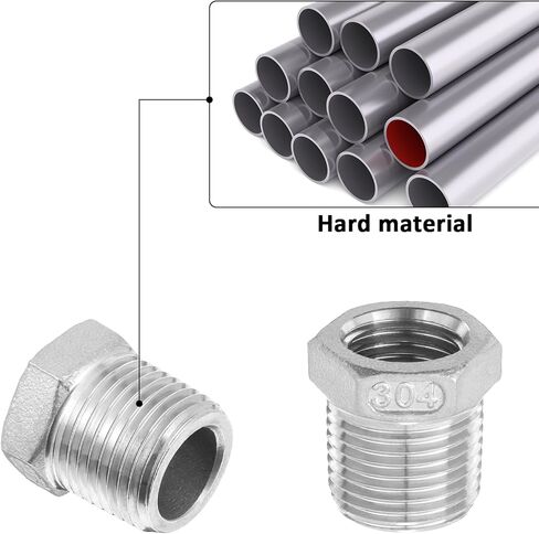 2 Pack 3/8 "npt male to 1/4" npt edual adapter ، محولات غسالة الضغط ، 304 محولات مخفض الخيط من الفولاذ المقاوم للصدأ ، محول أنابيب مياه جلبة سداسية لأنابيب المخفض in Saudi Arabia