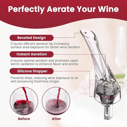 The Travel Spout Wine Aerator-صبر صب البورر الممتاز ، لا تقطر بدون انسكاب Aerator للنكهة المعززة السريعة والتشطيب الأكثر سلاسة ، تصميم فعال ، هدية للتنقل أثناء التنقل in Kuwait