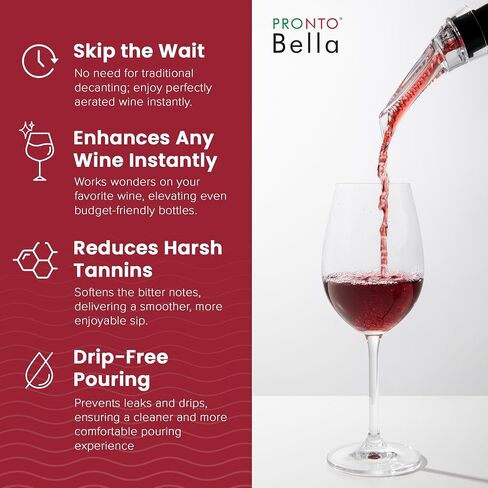 The Travel Spout Wine Aerator-صبر صب البورر الممتاز ، لا تقطر بدون انسكاب Aerator للنكهة المعززة السريعة والتشطيب الأكثر سلاسة ، تصميم فعال ، هدية للتنقل أثناء التنقل in Kuwait