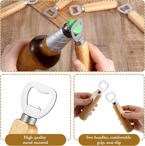 50 PCS Stainless Bottle Opener Bulk Wooden Beer Opener Set, Wood Handheld Heavy Duty Bottle Openers for Bartender Wedding Party Home Kitchen KTV Bar Restaurant in Saudi Arabia