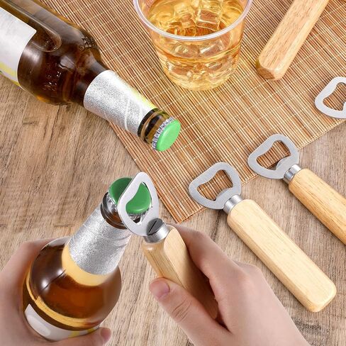 50 PCS Stainless Bottle Opener Bulk Wooden Beer Opener Set, Wood Handheld Heavy Duty Bottle Openers for Bartender Wedding Party Home Kitchen KTV Bar Restaurant in Saudi Arabia