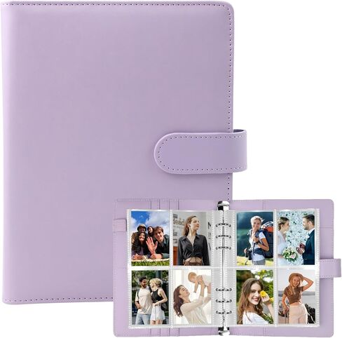 A5 KPOP Photocard Binder مع 30 Pack 4 Pack Card Pages 240 Card Slots 6 Ring Trading Card Binder مع 4 ملصقات وأكمام بطاقة 50 PCS Photocard حامل الأرجواني in Kuwait