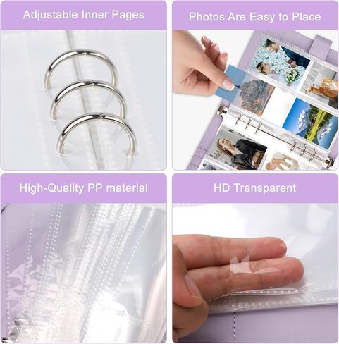 A5 KPOP Photocard Binder مع 30 Pack 4 Pack Card Pages 240 Card Slots 6 Ring Trading Card Binder مع 4 ملصقات وأكمام بطاقة 50 PCS Photocard حامل الأرجواني in Kuwait