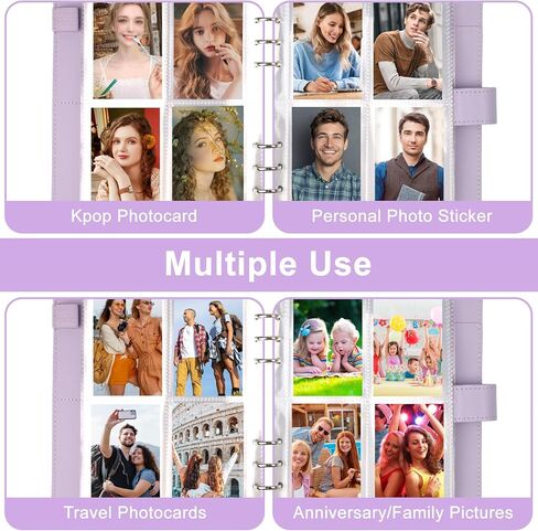 A5 KPOP Photocard Binder مع 30 Pack 4 Pack Card Pages 240 Card Slots 6 Ring Trading Card Binder مع 4 ملصقات وأكمام بطاقة 50 PCS Photocard حامل الأرجواني in Kuwait