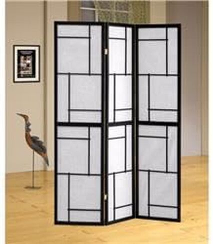 Stylish 3 Panel Wooden Folding Screen Black in Saudi Arabia