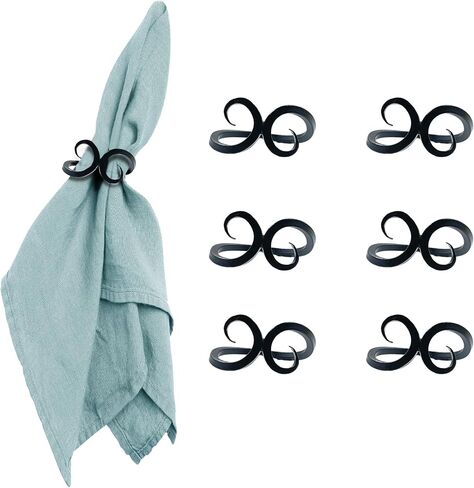 Napkin Rings Set of 6, Iron Knotted Napkin Rings, Tabletop Decor, Vintage Napkin Ring, Serviette Rings for Party Decoration, Dinning Table, Family Gatherings in Saudi Arabia