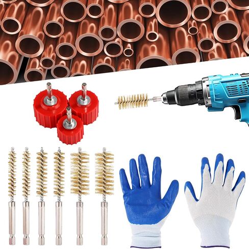 مجموعة منظف أنابيب النحاس المكونة من 9 قطع لحفر الطاقة ، 1/2 "3/4" 1 "سبيكة تنظيف فرشاة و 6pcs in Saudi Arabia