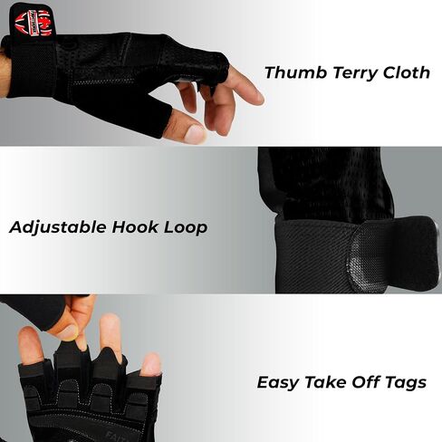 FIGHTSENSE Workout Gloves for Men and Women,Weight Lifting Gloves with Enhanced Grip,Padded Palm,Adjustable Wrist Straps and Breathable Design for Optimal Performance & Comfort in Gym in Kuwait