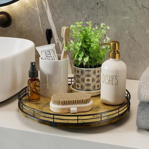 Lazy Susan Turntable Organizer for Table Top ، 12 '' Round Wooden Lazy Susan for Kinivert Kitchen Confertop Pantry Coffee Coffee Table for abuttics tofction in Saudi Arabia