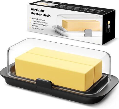 Pisol Large Butter Dish with Lid for Countertop and Fridge Refrigerator Door Shelf, Airtight 250g Butter Keeper for East Coast/West Coast/European/Kerrygold Butter/French Butter/Cream Cheese in Saudi Arabia