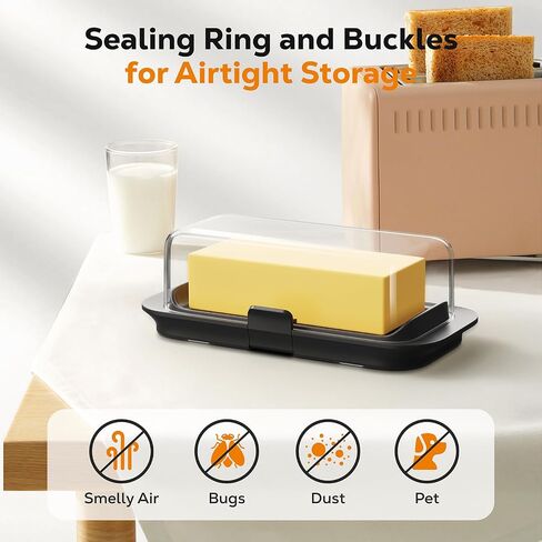 Pisol Large Butter Dish with Lid for Countertop and Fridge Refrigerator Door Shelf, Airtight 250g Butter Keeper for East Coast/West Coast/European/Kerrygold Butter/French Butter/Cream Cheese in Saudi Arabia