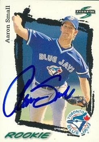 مستودع توقيعه 104315 Aaron Small Motophored Card Toronto Blue Jays 1995 SCORE ROOKIE NO. 592 in Kuwait