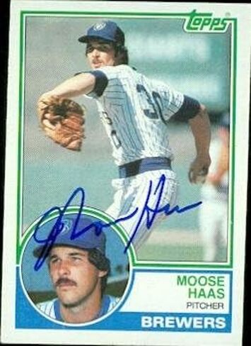 Warehouse 47806 Moose Haas موقعة بطاقة البيسبول Milwaukee Brewers 1983 Topps No .503 in Saudi Arabia