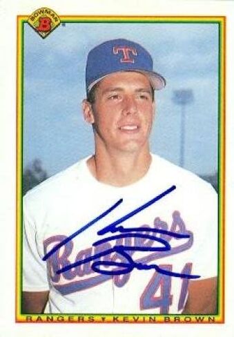 Autograph Warehouse 48695 Kevin Brown Autographed Baseball Card Texas Rangers 1990 Bowman No .488 in Saudi Arabia
