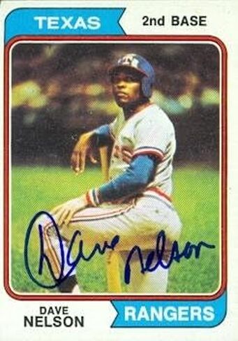 Autograph Warehouse 48889 Dave Nelson Autographed Baseball Card Texas Rangers 1974 Topps No .355 in Saudi Arabia