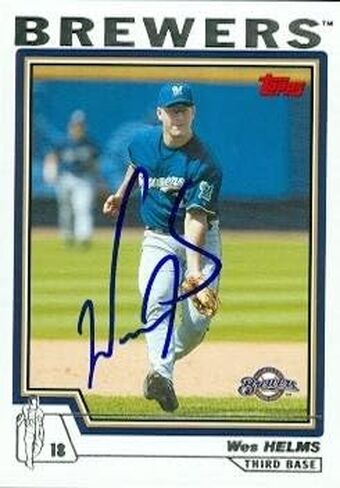 Autograph Warehouse 47926 Wes Helms Autographed Baseball Card Milwaukee Brewers 2003 Topps No .147 in Saudi Arabia