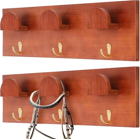 2 PCS خطافات رف اللجام الخشبي ، طراز خمر الخيول تاك تخزين DIY حائط شماعات الحصان رف الحصان لتسخير HANRING HALTER BLANTER SADDLE SCOPDER SEDEN in Saudi Arabia