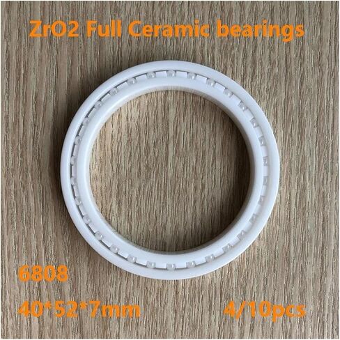 4/10pcs 6808 40 * 52 * 7mm Zro2 محامل سيراميك كاملة من السيراميك محامل كرات الأخدود العميقة 40 × 52 × 7 مم in Saudi Arabia